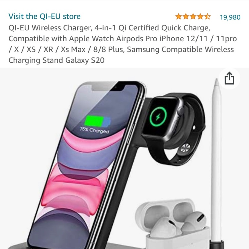 QI-EU 4 in 1 FAST CHARGER , Black, NIB